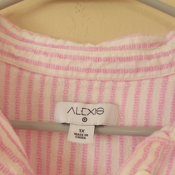 Alexis Target Pastel Pink White Striped Belted Spring Dress 1X - Picture 3 of 7